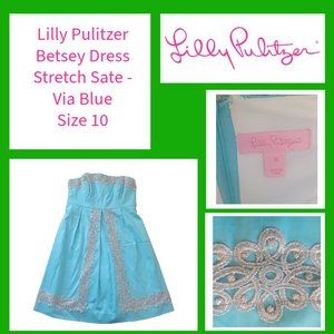 Lilly Pulitzer Betsey Stretch Dress Sate - Via Blue - Size 10